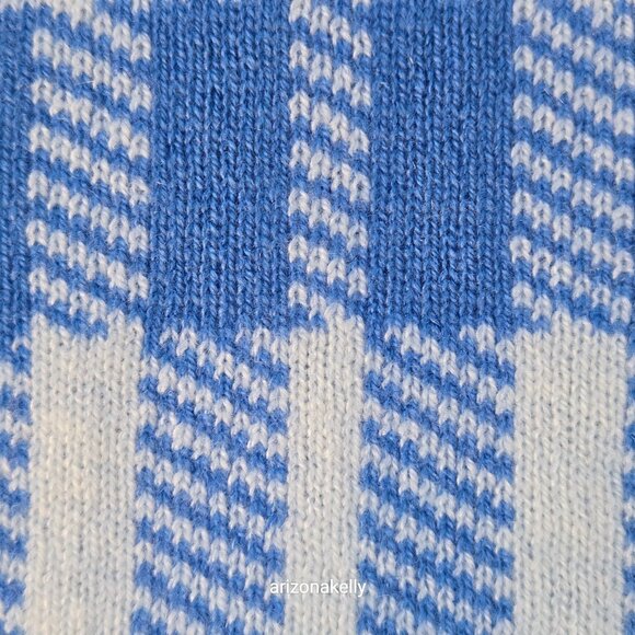 NWOT Hawico Cashmere Double Knit Blue & White Plaid Luxury Scottish Cashmere - Picture 11 of 13